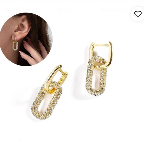 Elegant Paper Link Hoop Earrings Small Trendy GOLDTONE - Picture 4 of 5